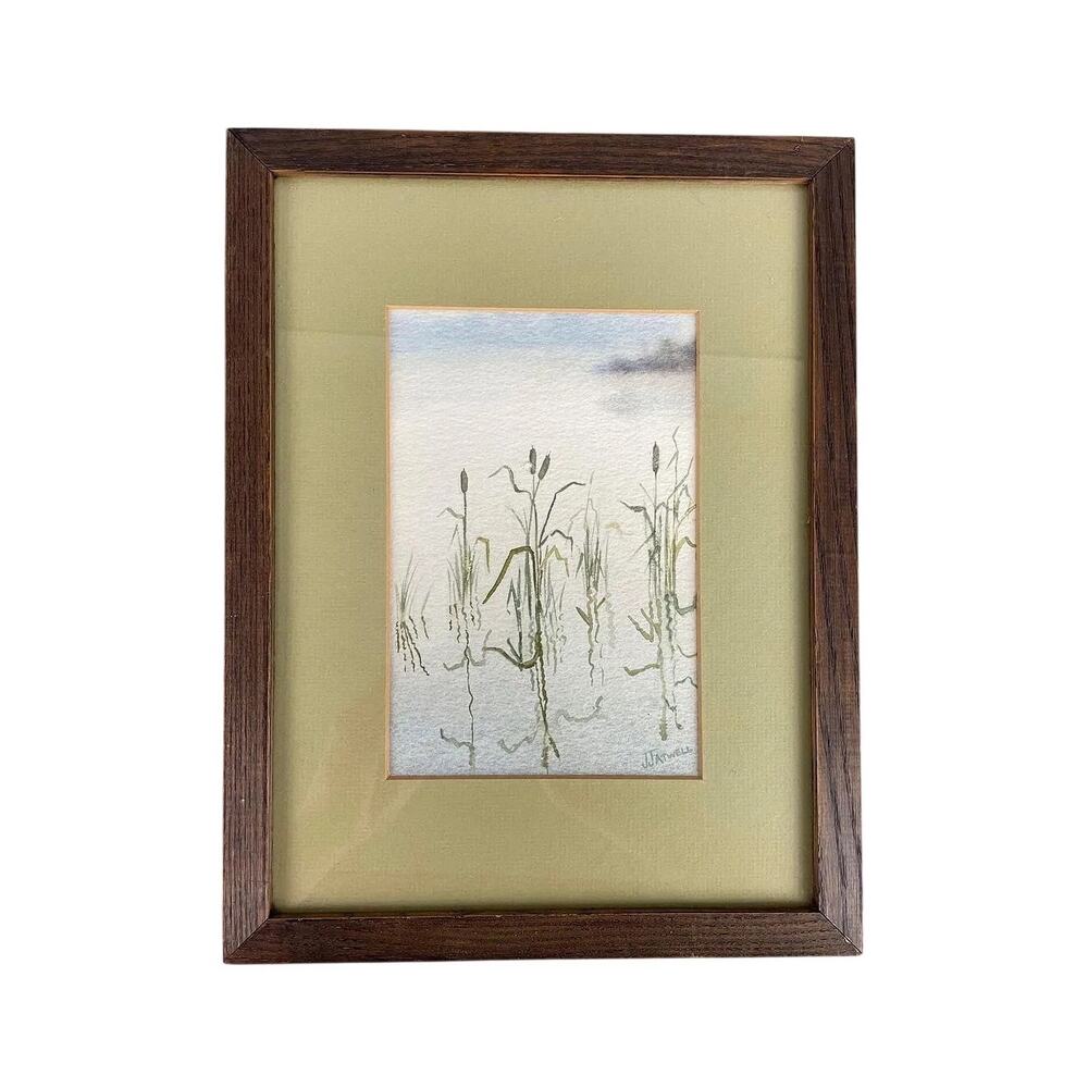 Vintage Framed Original Watercolor Painting on Paper signed JJ Atwell